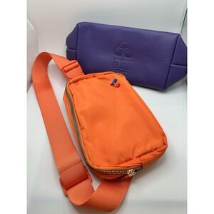 New Carnival Cruise Orange Crossbody Pack W/Purple Elite Cosmetic Toiletry Bag
